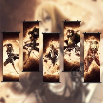 Tlač Obrázkov Útok Na Titan Plátno Mikasa Ackermana Domova Plagát Levi Prejdite Visí Maľovanie Na Posteli Pozadí Wall Art