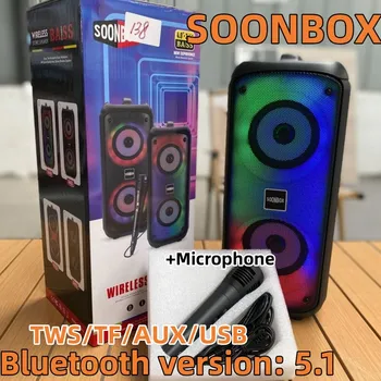 SONBOX Multifunkčné Bluetooth Reproduktor TWS Prenosné RGB Svetlo Subwoofer HiFi Stereo Bezdrôtový Karaoke Mikrofón Reproduktor