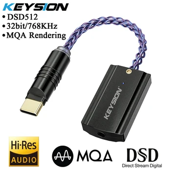 KEYSION USB TYPU C na 3,5 mm DSD512 256 MQA Hi-Fi Audio DAC Čip Dekodér Slúchadlový Zosilňovač Adaptér 32bit 768kHz Digital Dekodér
