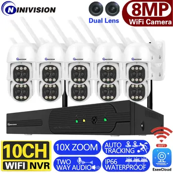 10CH Bezdrôtový NVR Záznamník Pre Eseecloud 10X Zoom 4K Wifi CCTV Auto Tracking 8MP Dohľadu PTZ Kamery Security Video Systém