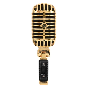 Profesionálne Káblové Vintage Classic Mikrofón Vokálny Dynamický Mikrofón Mikrofón pre Live Výkon Karaoke(Gold)