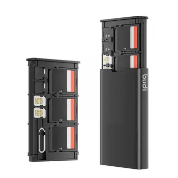 BUDI 17 V 1 na Karty SD Prípade Microsd Kartu, Držiak na Prenosné Kovové Pamäťovú Kartu Úložný Box Pre 6 SD 8 Micro SD/ 2 SIM Karty X0N1
