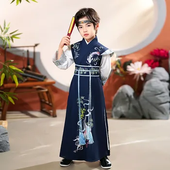 Chlapec Retro Kapor Výšivky Hanfu Fáze Šaty 2023 Čínsky Štýl Tradičných Výkon Kostým