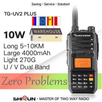 Walkie Talkie 10KM QuanSheng Rádia TG-UV2 Plus 10W Ham Rádio Dlhý Rad 4000mah 10 KM vhf uhf UV2Plus UV 82 5R