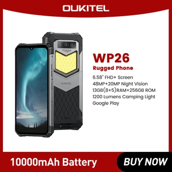 Oukitel WP26 Smartphone Robustný Mobilný Telefón 10000mAh8GB, 256 GB 48MP+20MP Noc Kamera Mobile PhoneMTK P90