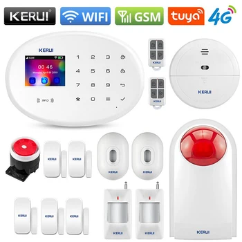 KERUI W204 4G WIFI, GSM Tuya APLIKÁCIE Smart Home Security Protection 8 Jazyka Proti Krádeži Alarm Package Central Alarm 2,4 Palca Alexa