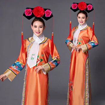 Čínsky Kostým Hanfu Qing Dynastie Manchu Concubine Princezná Súdu, Vyšívané Cheongsam Dávnych Princezná Cosplay Kostým