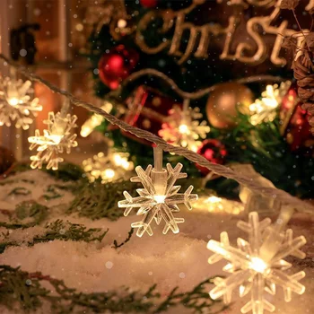 3m 6m 10m Vianočná Vločka LED Reťazec Svetelné Girlandy Vianočné Dekorácie, Party Domov Vianoce, Santa Claus Darčeky Šťastný Nový Rok Navidad