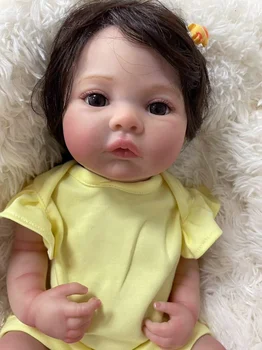 18-palcové Lúke Plnej telo Reborn Baby Doll Novorodenca Veľkosť Reálny Obraz Ručne vyrábané Ručne root Vlasy Viditeľné Žily