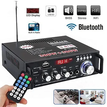 600W Domov Zosilňovače Bluetooth Audio Zosilňovač, Subwoofer Podporu USD SD HiFi Rádio S 2 Mic Professional