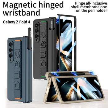 Ultra-tenké+potítka obal Pre Samsung Galaxy Z Násobne 4 3 Magnetický Záves Strane Držiak na Pero S Teplota Skla Film Z. Fold4