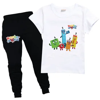 Grafické Numberblocks Oblečenie pre Deti Krátke Sleeve T-shirts + Nohavice 2 ks Súpravy Batoľa Dievčatá Oblečenie Baby Chlapci Letné Oblečenie Set sa