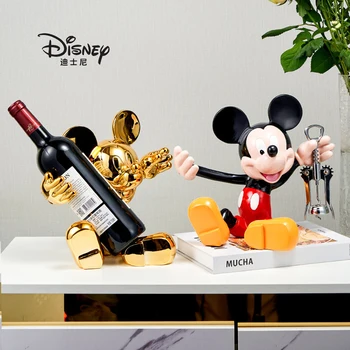 Disney Anime Mickey Mouse Socha Víno Stojan Kreslená Postavička Živice Socha Štýlové Izby Dekorácie Deti Hračka Narodeninám