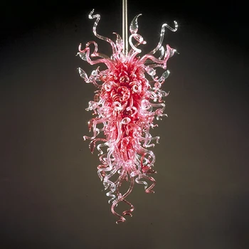 Moderný Ružový Sklenený Luster Lampa Obývacia Izba Závesné LED Ranu Home Art Osvetlenie 48 Cm