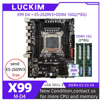 X99 D4 LGA2011-3 Doska Set Kit S procesorom Xeon E5-2620V3 16GB(2*8G) 2133MHZ DDR4 Ploche pamäte M-ATX NVME M. 2 Doske